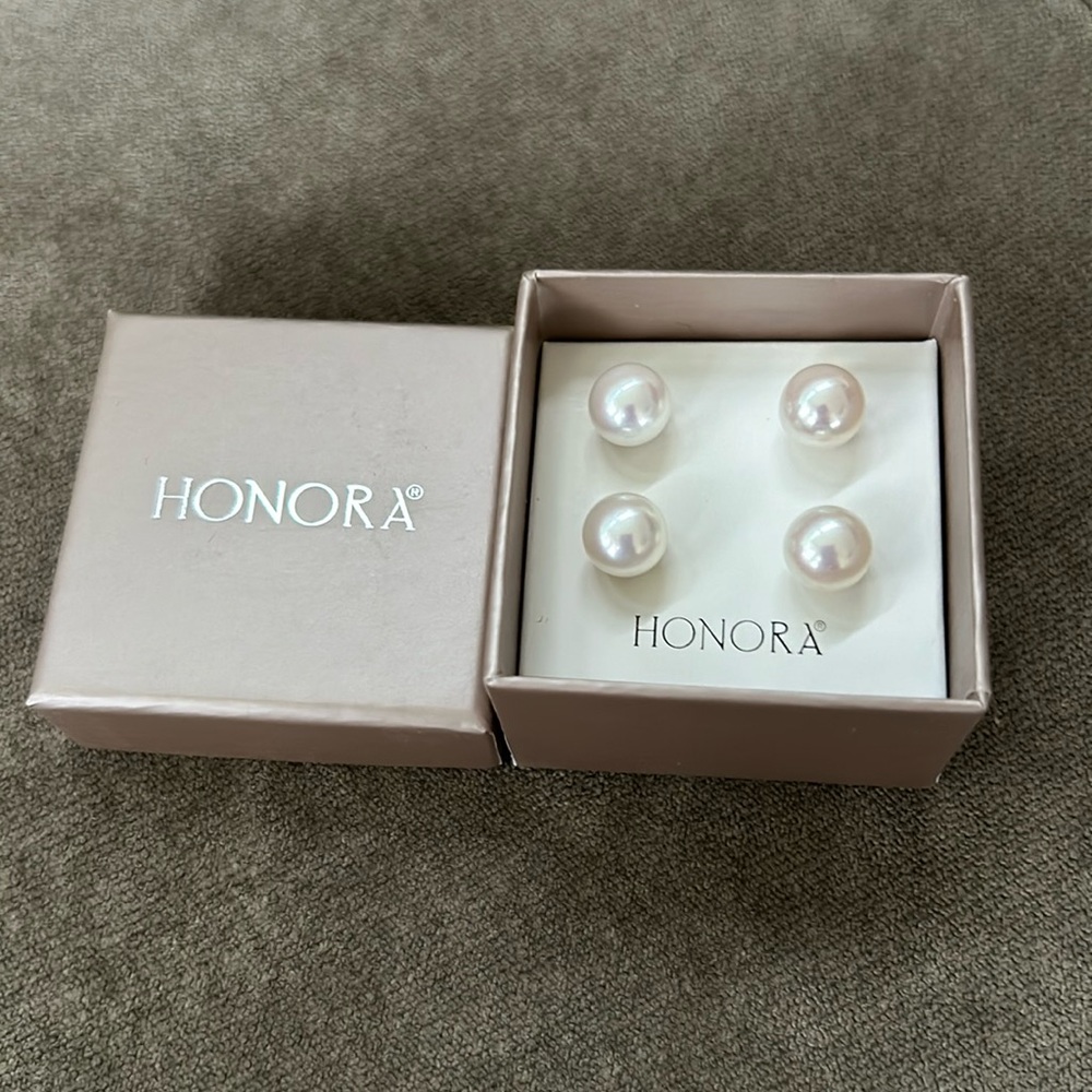Honora Freshwater Pearl Studs 2 Pairs in Box